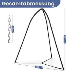 Hängesesselgestell ZB33949NWDE Schwarz - Metall - 200 x 218 x 200 cm