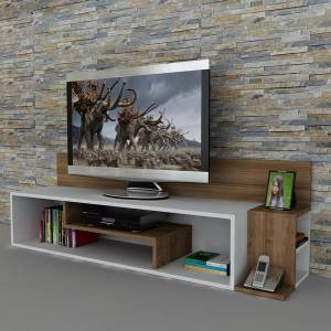 Tv Lowboard Stream Weiß Walnuss Weiß - Holzwerkstoff - 161 x 52 x 39 cm