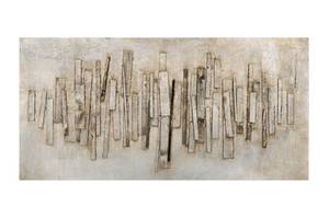 Tableau en bois City of the Future Gris - En partie en bois massif - 100 x 50 x 5 cm