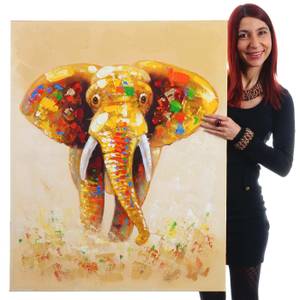 Ölgemälde Elefant handgemalt Textil - 80 x 100 x 3 cm