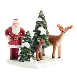 Miniature Père Noël et ses Rennes Pierre - 8 x 9 x 9 cm