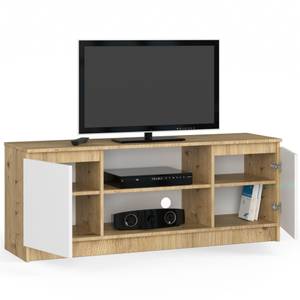 Meuble TV K140 2T 1S CLP Imitation chêne clair - Blanc