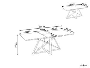 Table de salle à manger MAXIMUS Doré - Blanc - Bois manufacturé - 90 x 77 x 160 cm