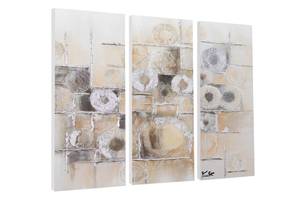 Tableau peint à la main Circlestances Beige - Gris - Bois massif - Textile - 90 x 90 x 4 cm