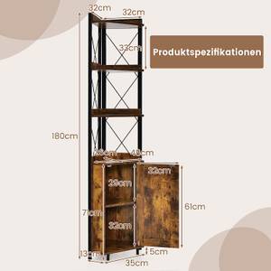 Hochschrank 6-stöckig Braun - Holzwerkstoff - 32 x 180 x 48 cm