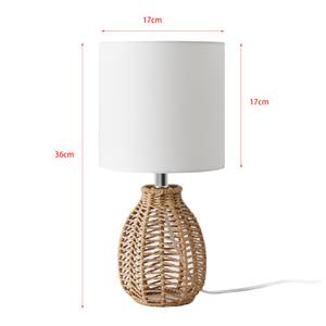 Lampe de table Alfreton Beige - Blanc - Métal - Fibres naturelles - Textile - 17 x 36 x 17 cm