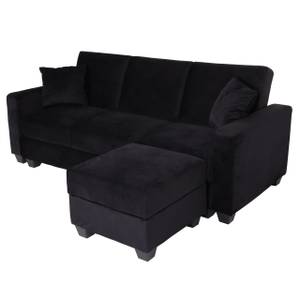 Sofa H47 mit Ottomane Schwarz