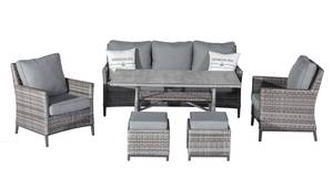 Dining Lounge Set Ancona Grau - Metall - Polyrattan - 178 x 74 x 73 cm