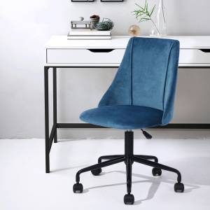 Chaise de bureau scandinave BLEU velours Bleu - Textile - 53 x 83 x 51 cm
