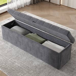 Polsterbett + Bettbank VELV Ⅱ (2er Set) Grau - Holzwerkstoff - Metall - Massivholz - Textil - 143 x 103 x 207 cm