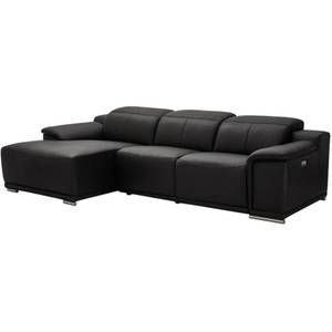 Canapé d’angle Alexa Noir Noir - Cuir véritable - 160 x 73 x 282 cm