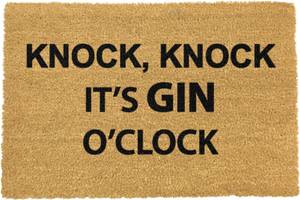 Knock Knock It's Gin O'Clock Fußmatte Braun - Naturfaser - 40 x 60 cm