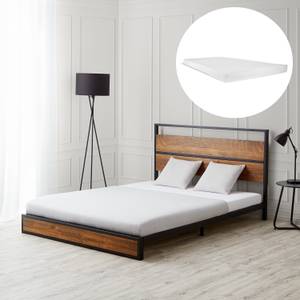 Metallbett mit Matratze 2642 Schwarz - Braun