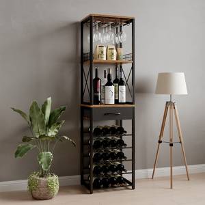 Weinregal Porto 50044 Schwarz - Braun - Holzwerkstoff - 40 x 148 x 30 cm