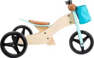 Laufrad-Trike 2 in 1 Türkis Braun - Holzwerkstoff - 38 x 36 x 64 cm