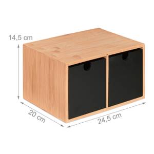 Schreibtisch Organizer 2 Schubladen Schwarz - Braun - Bambus - Holzwerkstoff - 25 x 15 x 20 cm