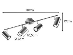 LED Deckenstrahler Innen 4-flammig Silber - Metall - 70 x 19 x 11 cm