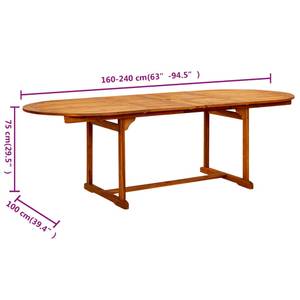 Table de jardin Marron - Bois massif - Bois/Imitation - 240 x 75 x 240 cm