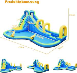 Hüpfburg Wasserrutsche Spielpool Blau - Kunststoff - 366 x 242 x 478 cm