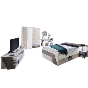 Jugendmöbel Set mit Bett 140x200cm 5-tlg Weiß - Holzwerkstoff