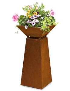 Rost Gartendeko Säule mit Pflanzschale Metall - 28 x 72 x 35 cm