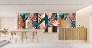 Fototapete Serabi Walls by Patel Beige - Schwarz - Blau - Orange - Kunststoff - Textil - 500 x 270 x 0 cm