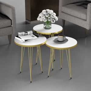 Set de 3 tables d'appoint Ry rondes Doré - 34 x 55 x 34 cm