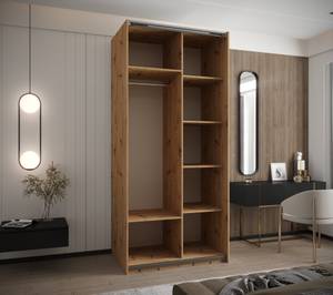 Armoire Lux 1 Imitation chêne - Argenté - Largeur : 110 cm