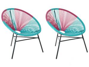 Fauteuil coin lecture ACAPULCO Noir - Bleu - Multicolore - Rose foncé - Turquoise - Lot de 2