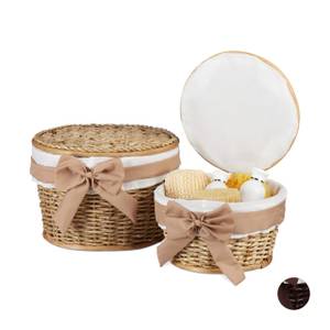 Badkörbchen 2er Set Braun - Weiß - Rattan - 31 x 22 x 31 cm