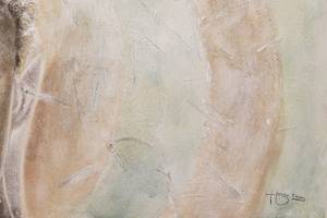 Tableau peint Harmony of the Soul Beige - Bois massif - Textile - 120 x 60 x 4 cm