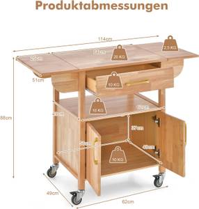 Küchenwagen WO77818ZM Braun - Holzwerkstoff - 51 x 88 x 114 cm