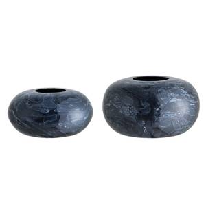 Vase STONE 2er Set Schwarz - Weiß - Metall - Stein - 26 x 14 x 26 cm