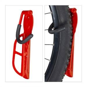 Fahrrad Wandhalterung 2er Set rot Schwarz - Rot - Metall - Kunststoff - 12 x 26 x 14 cm