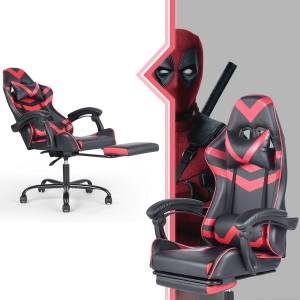 FAUTEUIL DE BUREAU GAMING ROUGE Noir - Rouge - Matière plastique - Cuir synthétique - 62 x 131 x 67 cm