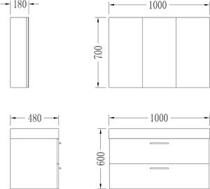 Waschtisch Quadratto Anthrazit - Breite: 100 cm