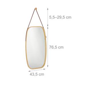 Ovaler Hängespiegel mit Riemen Braun - Bambus - Glas - Kunststoff - 44 x 77 x 2 cm