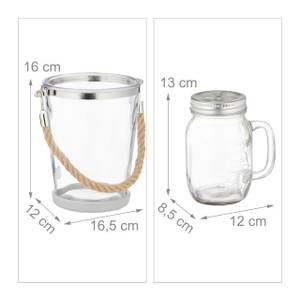 4 Trinkgläser mit Deckel und Zubehör Silber - Glas - Metall - 17 x 16 x 12 cm