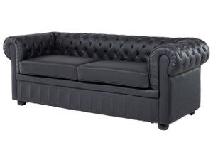 Canapé chesterfield CHESTERFIELD Noir - Marron - 195 x 70 x 90 cm - Cuir véritable