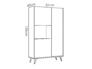 Buffet haut - Décor graphite et Chene - Gris - Bois manufacturé - 43 x 135 x 81 cm