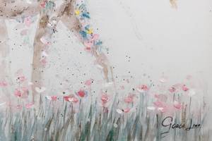 Tableau peint à la main Giraffe Princess Gris - Bois massif - Textile - 75 x 100 x 4 cm