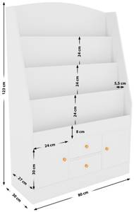 Bücherregal Luray Weiß - Holzwerkstoff - 80 x 123 x 30 cm