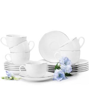 Kaffeeservice MUSCARI 18-tlg 6 Personen Hochglanz Platingrau - Weiß