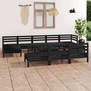 Garten-Lounge-Set (11-teilig) 3010623 Schwarz - Massivholz - Holzart/Dekor - 64 x 29 x 64 cm