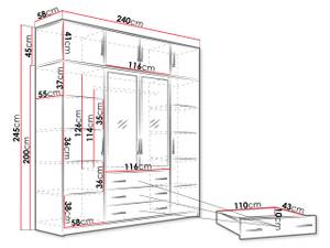 Kleiderschrank Bali 240 mit Aufsatz Höhe: 245 cm