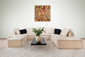 Acrylbild handgemalt Frühlingsknospen Massivholz - Textil - 80 x 80 x 4 cm
