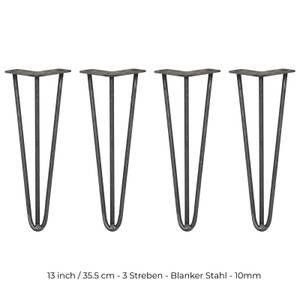 4 x 3 Streben Hairpin-Tischbeine 35.5cm Metall - 1 x 36 x 1 cm
