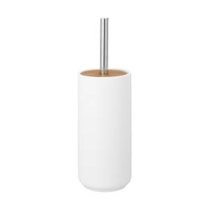 WC Bürstenhalter Keramik Braun - Silber - Weiß - Bambus - Keramik - Metall - 10 x 34 x 10 cm