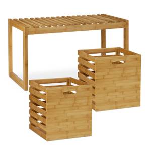 Banc à chaussures de rangement en bambou Marron - Bambou - 80 x 45 x 40 cm