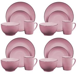 Geschirr-Set für 4 Personen, Keramik Pink - Keramik - 22 x 28 x 34 cm